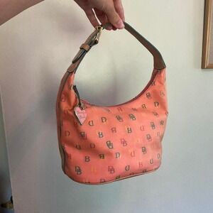 Vintage 2000s Dooney + Bourke Pink Monogram Shoulder Bag With Charm Y2K Preppy